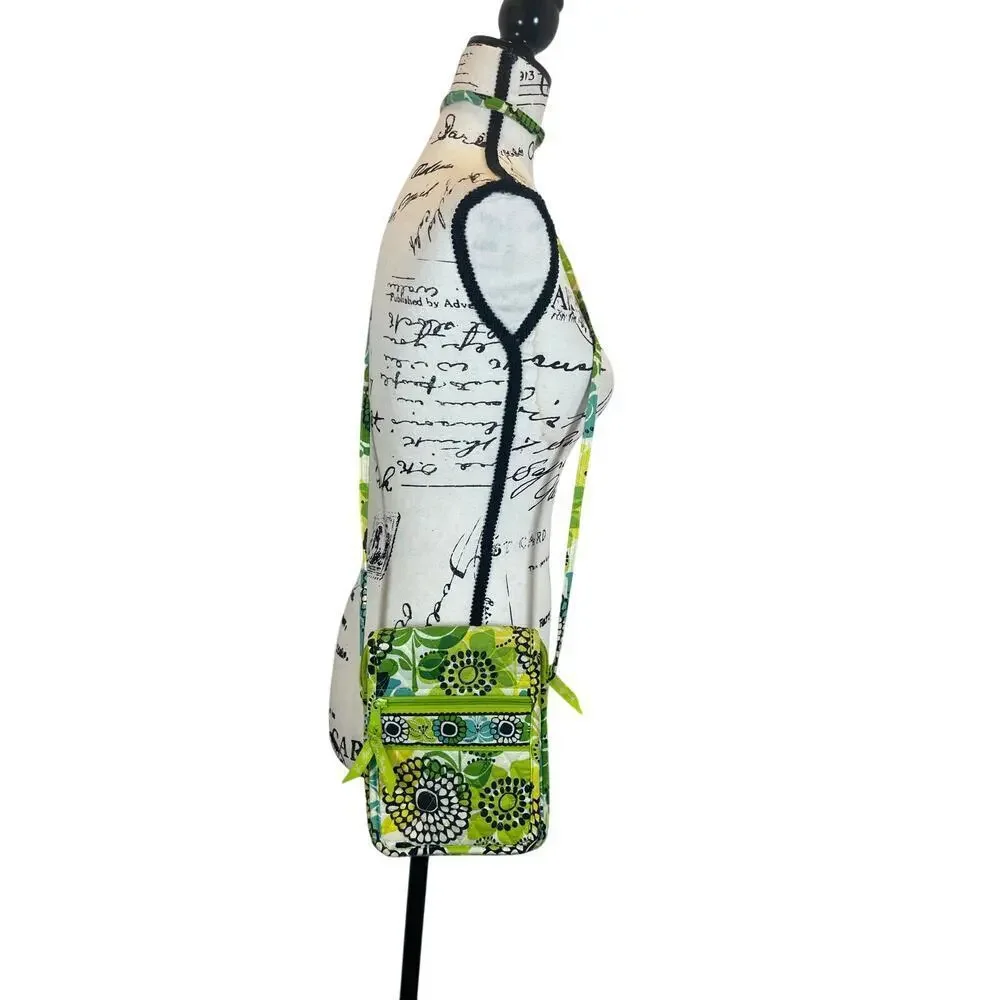 VERA BRADLEY MINI HIPSTER CROSSBODY BAG FLORAL LIME GREEN BOHO QUILTED VERSATILE